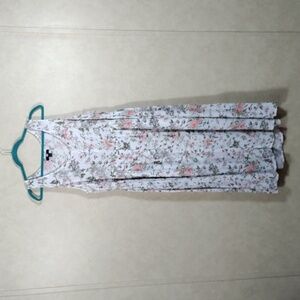 03521 Frye peach floral fit and flare button front dress L